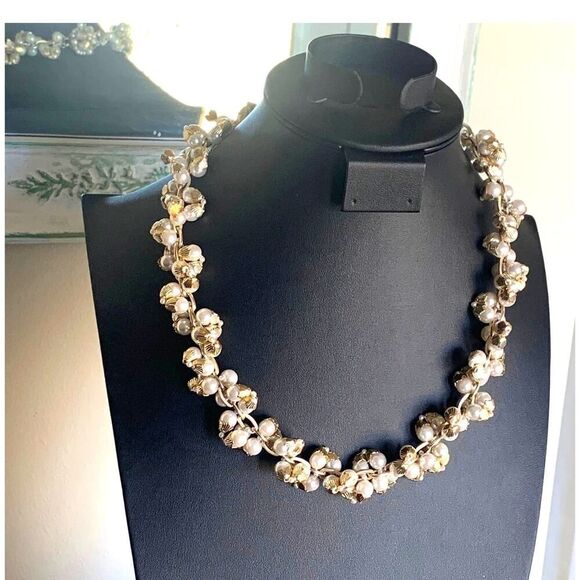 JAPAN White Pearl Necklace, in Silver tone, Stamped, Vintage - Picture 1 of 5